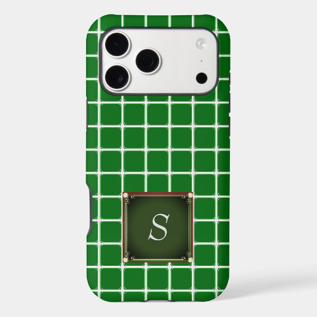 Green iPhone case Square Pattern Monogram (Back)