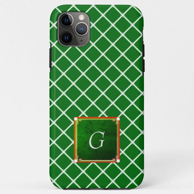 Green iPhone case Square Pattern Monogram (Back)