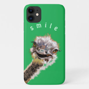 Green iPhone Case with Funny Ostrich - Smile
