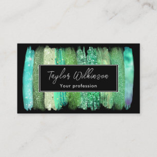 Green Iridescent Brush Strokes Business Card