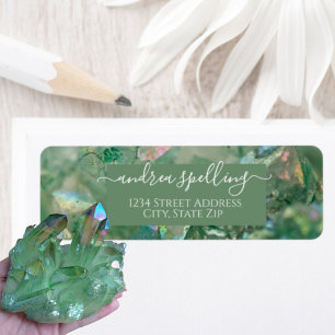 Green Iridescent Crystal Return Address label