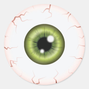 Green Iris Eyeball Scary Bloodshot Halloween Eye Classic Round Sticker