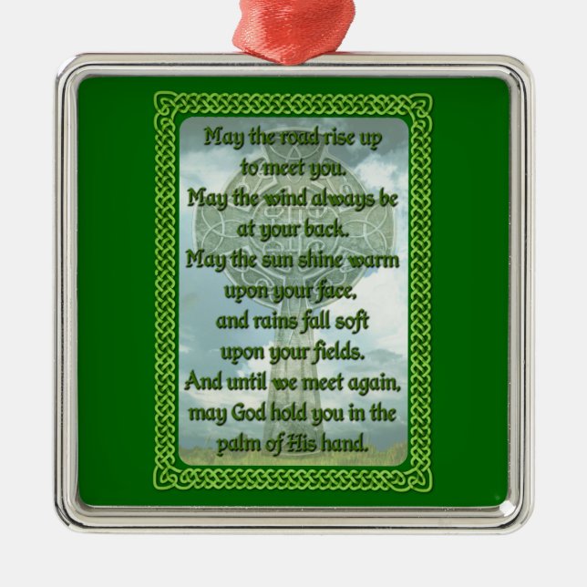 Green Irish Blessing Metal Tree Decoration (Front)