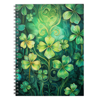 GREEN IRISH CELTIC CLOVER SHAMROCKS NOTEBOOK