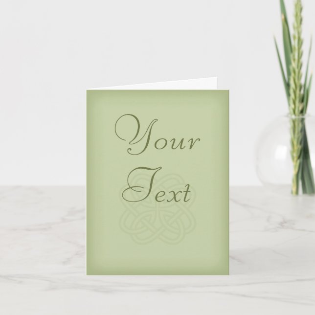 Green Irish Celtic Knot Personalised Blank Card (Front)