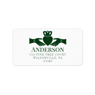 Green Irish Claddagh Ring Return Address Label