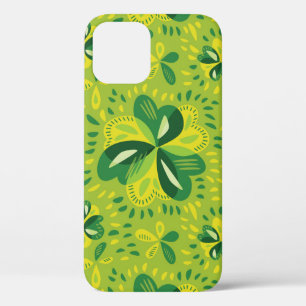 Green Irish Clover Pattern iPhone 12 Case