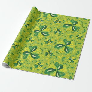 Green Irish Clover Pattern Wrapping Paper