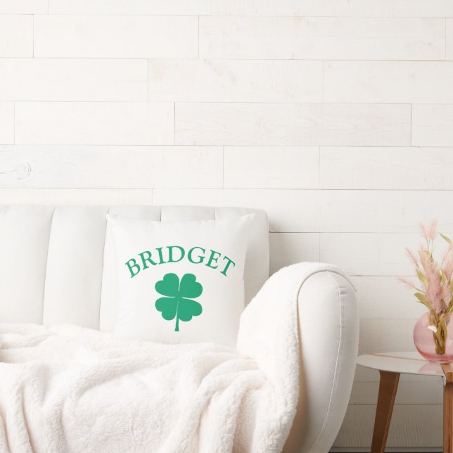 Green Irish Four Leaf Clover St Patricks Day    Cushion (Couch)