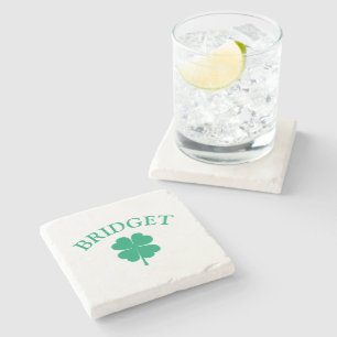 Green Irish Four Leaf Clover St Patricks Day      Stone Coaster