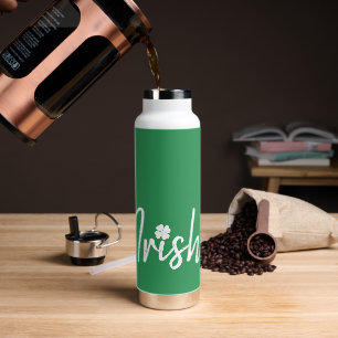 Green Irish Four Leaf Clover St Patricks Day Water Bottle
