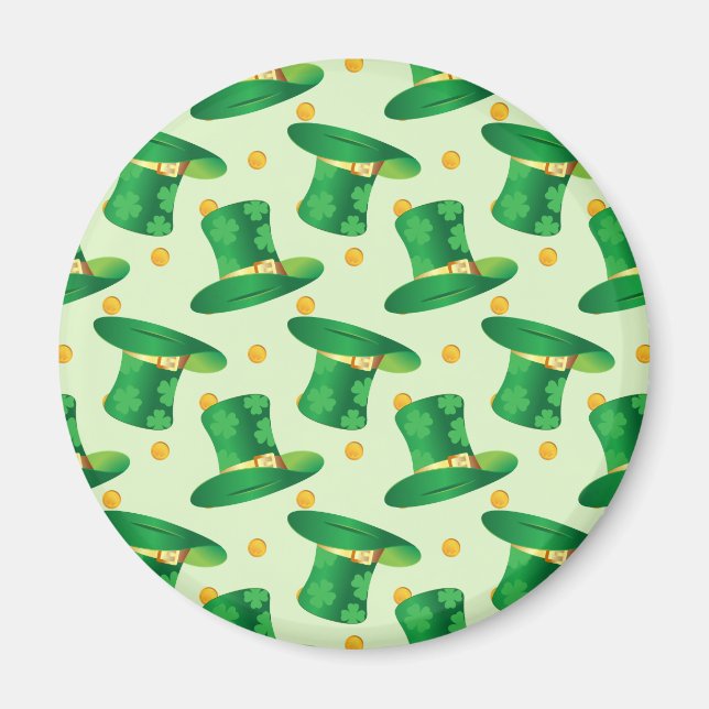 Green Irish Hat pattern , st patrick's day design Magnet (Front)