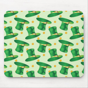Green Irish Hat pattern , st patrick's day design Mouse Pad