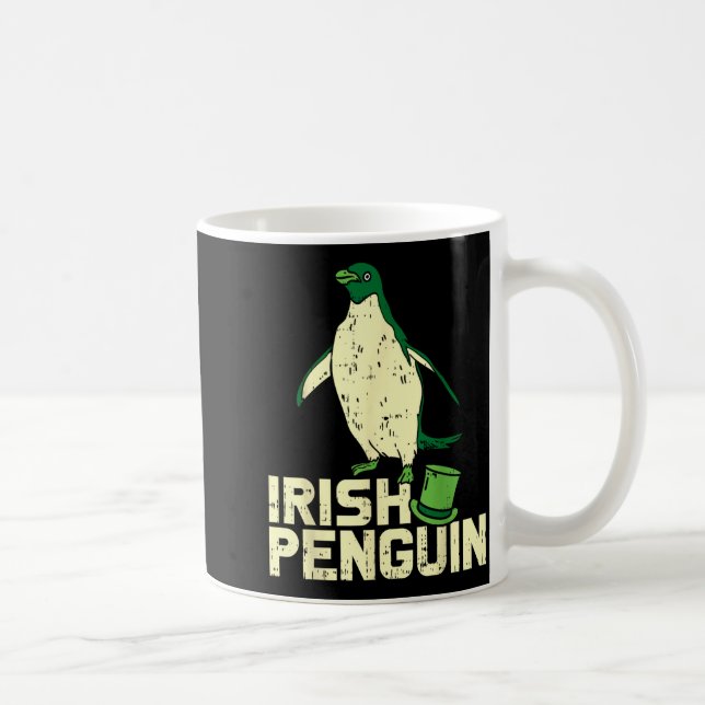 Green Irish Penguin Cute St Patricks Day Animal Lo Coffee Mug (Right)