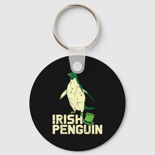 Green Irish Penguin Cute St Patricks Day Animal Lo Key Ring (Front)