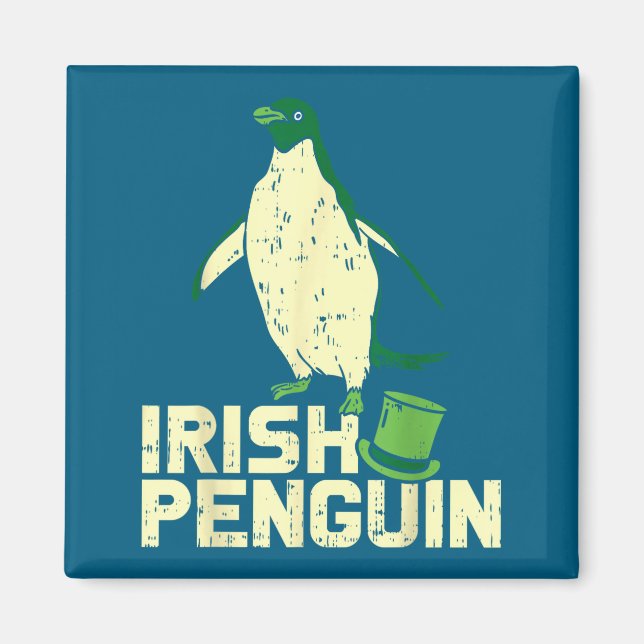 Green Irish Penguin Cute St Patricks Day Animal Lo Magnet (Front)