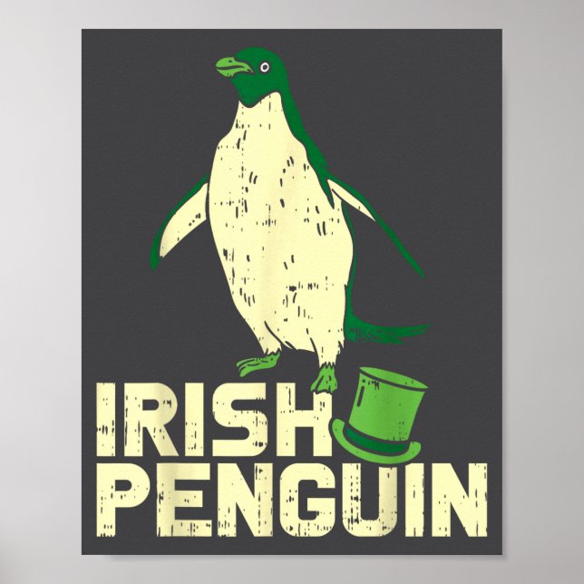 Green Irish Penguin Cute St Patricks Day Animal Lo Poster (Front)