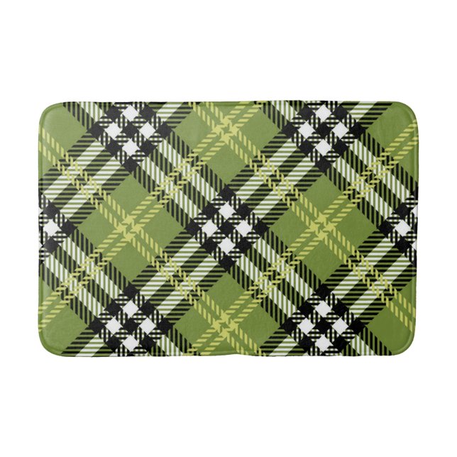 Green Irish Plaid Pattern Bath Mat (Front)