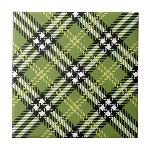 Green Irish Plaid Pattern Ceramic Tile (Front)