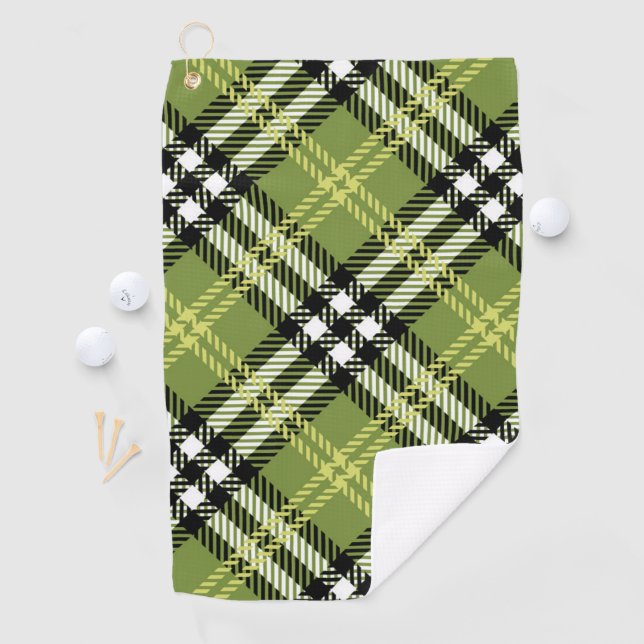 Green Irish Plaid Pattern Golf Towel (InSitu)
