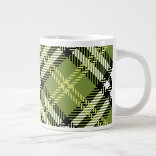 Green Irish Plaid Pattern Large Coffee Mug