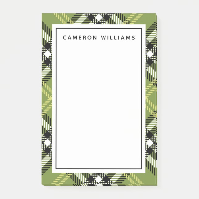Green Irish Plaid Pattern Post-it Notes (Front)