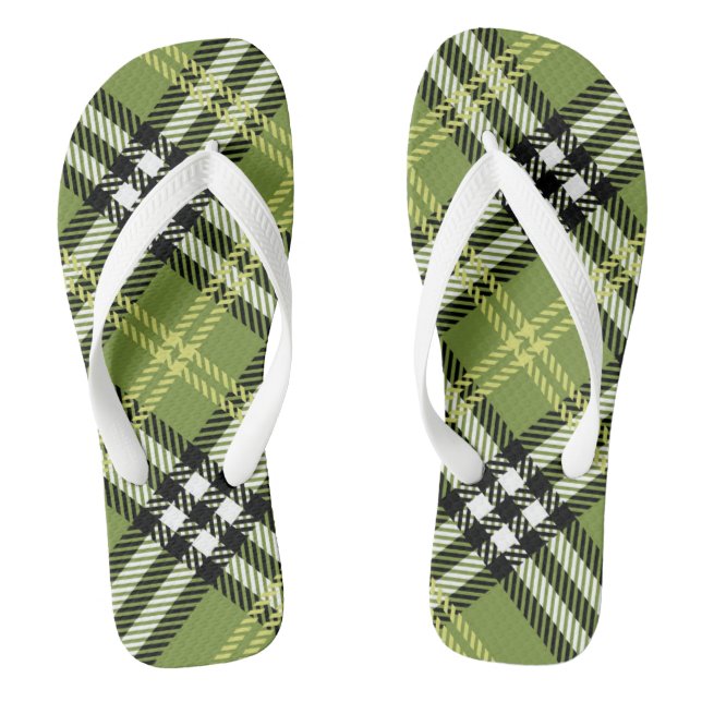 Green Irish Plaid Pattern Thongs (Footbed)