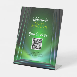 Green Irish Pub Menu Restaurant QR Code Table Sign