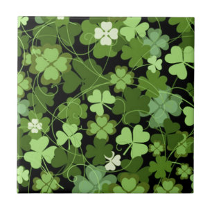 Green Irish Shamrock Ceramic Tile