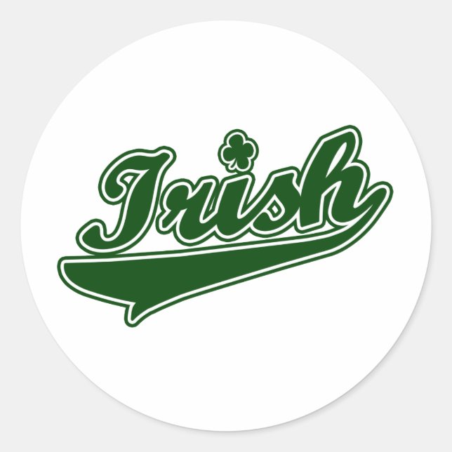Green Irish Shamrock Classic Round Sticker (Front)