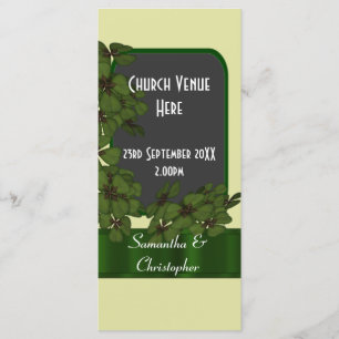 Green Irish shamrock clover wedding program