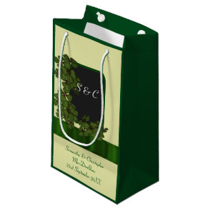 Green Irish shamrock personalised wedding Small Gift Bag