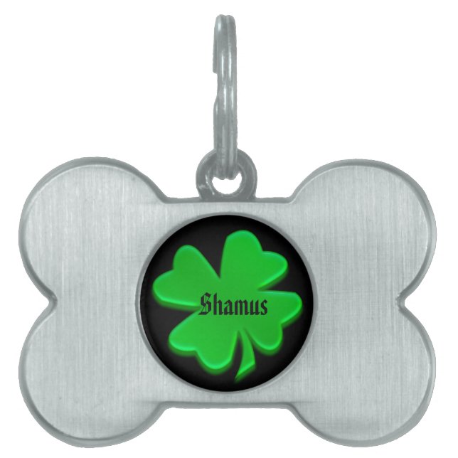 Green Irish Shamrock Pet Tag (Front)