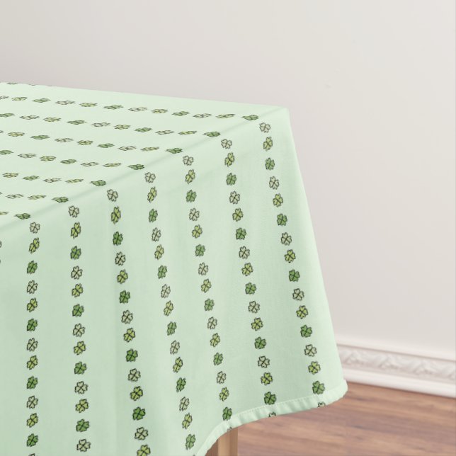 Green Irish Shamrock Stripes Tablecloth (In Situ)