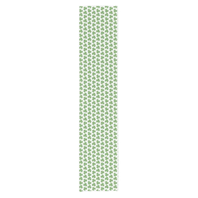 Green Irish Shamrocks Pattern Short Table Runner (Front)