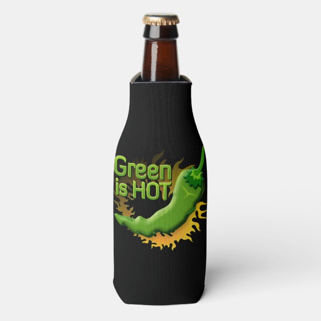 Green is HOT Bottle Cooler (Bottle Front)