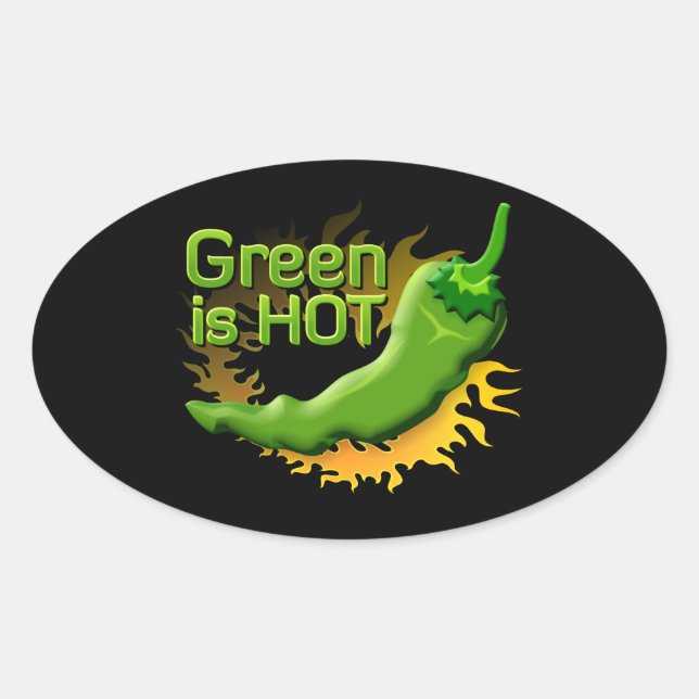 Green is HOT Oval Sticker (Front)
