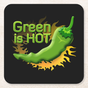 Green is HOT Square Paper Coaster