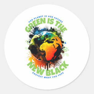 Green Is The New Black T Shirt Classic Round Sticker