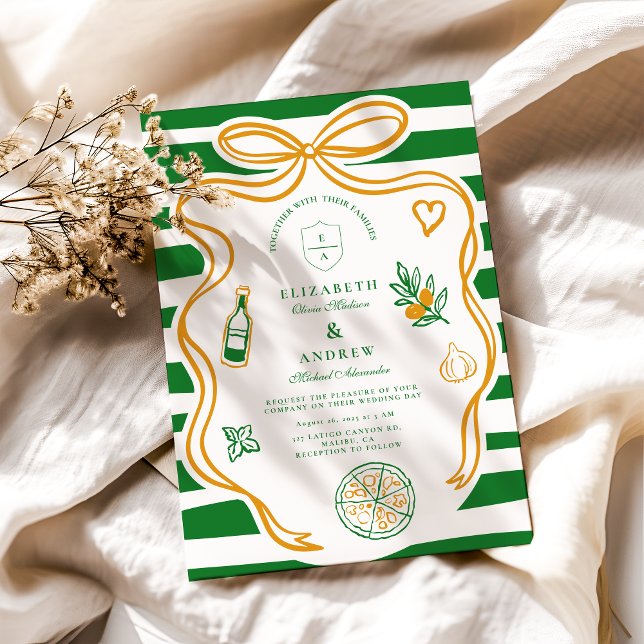 Green Italian Wedding Food Sketch Invitation (Creator Uploaded)