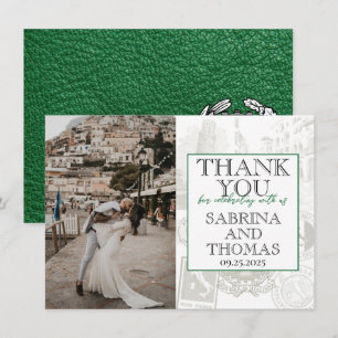 Green Italy Wedding Photo Thank You Card