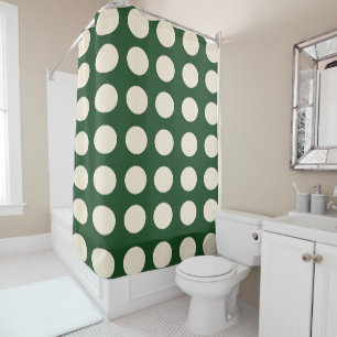 Green Ivory Colour Polka Dot Shower Curtain