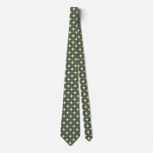 Green Ivory Mid Century Modern Geometric Vintage Tie