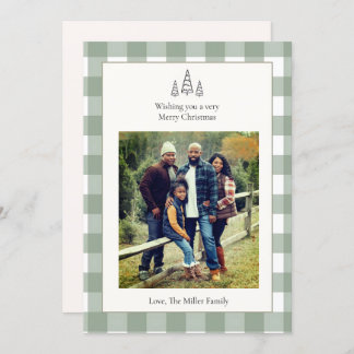 Green & Ivory Simple 🎄 Holiday Family Photo Card