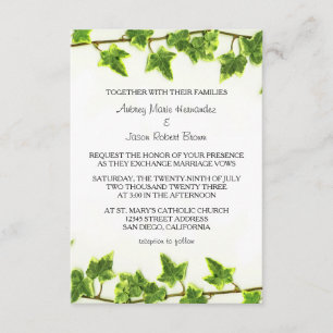 Green Ivy - 3x5 Wedding Invitation