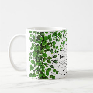 Green Ivy Botanical Monogrammed Name Coffee Mug