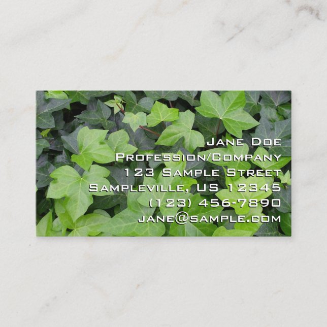 Green Ivy Botanical Print Business Card (Front)
