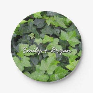 Green Ivy Botanical Print Paper Plate