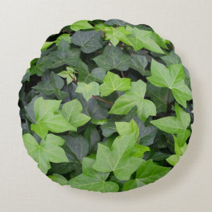Green Ivy Botanical Print Round Cushion