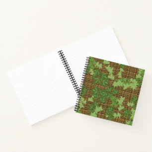 Green Ivy Brown Black Gold Plaid  Bullet Journal